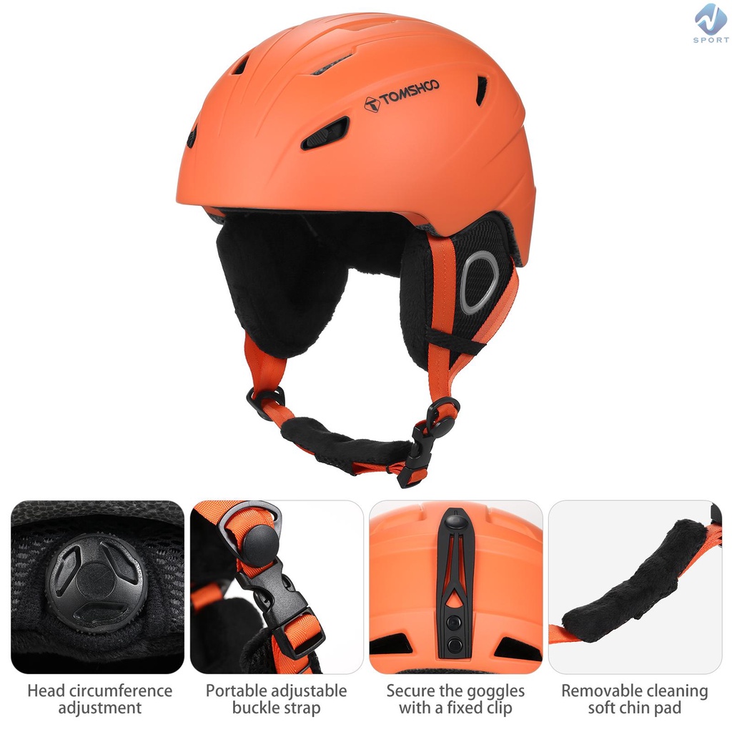 Mũ Bảo Hiểm Trượt Tuyết Kèm Miếng Lót Tai Có Thể Tháo Rời