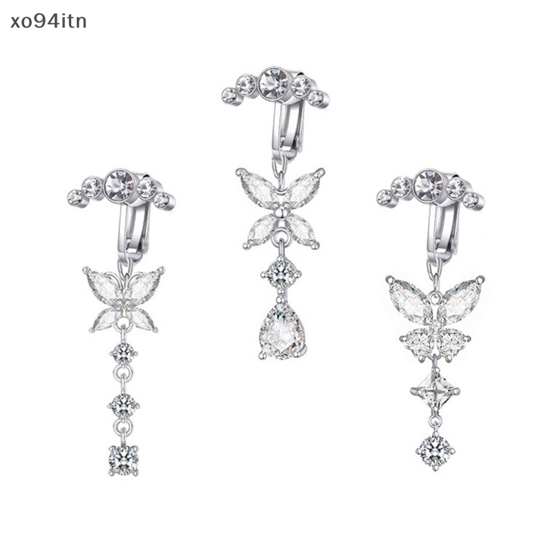 Khuyên Rốn Hình Bướm Bằng Thép Không Gỉ Dát Đá Zircon