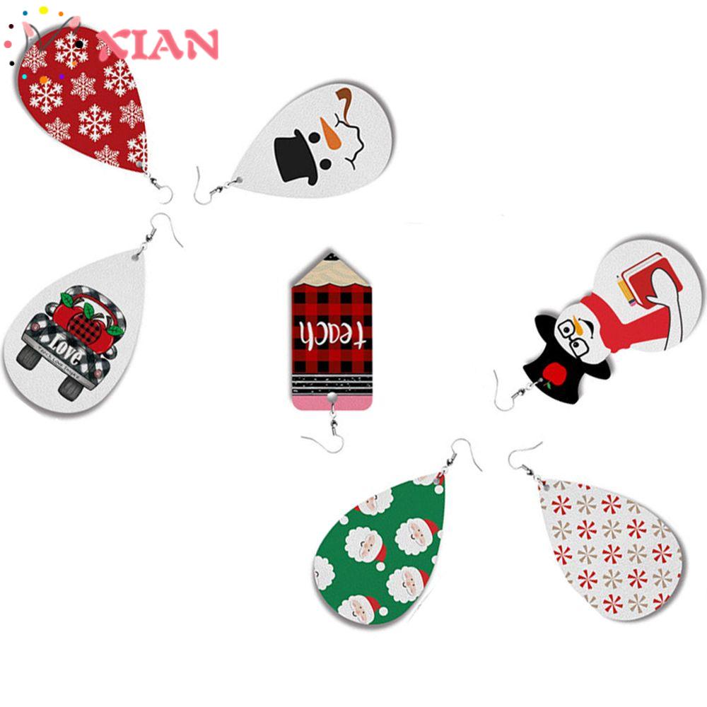 Khuyên Tai Dáng Thả Nhẹ In Họa Tiết Giáng Sinh Hoạt Hình Sáng Tạo Cho Nữ