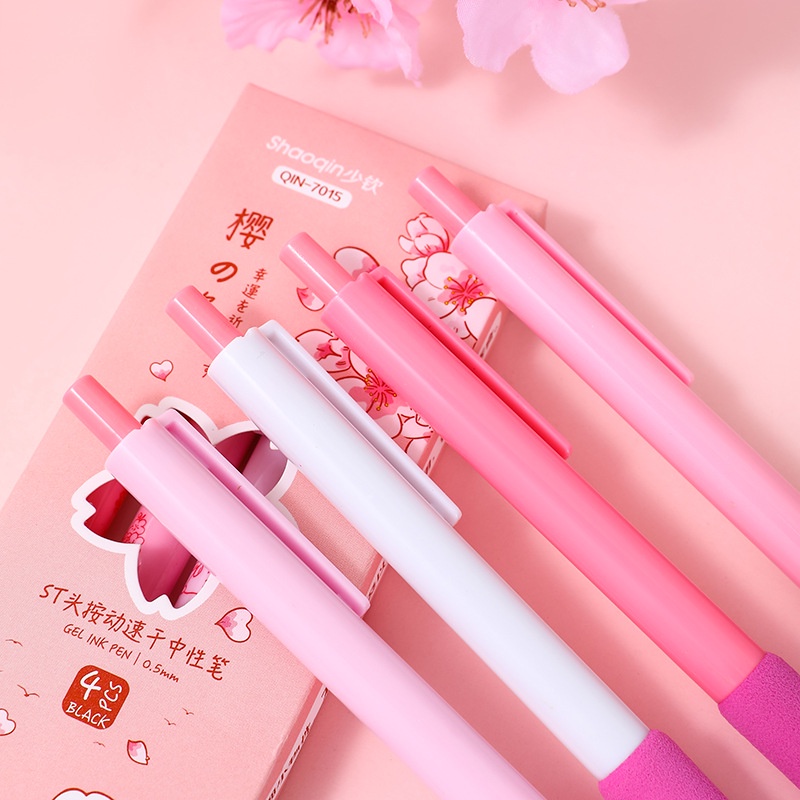 Set 4 Bút Nhấn Nhanh Khô Đầu Lò Xo 0.5mm