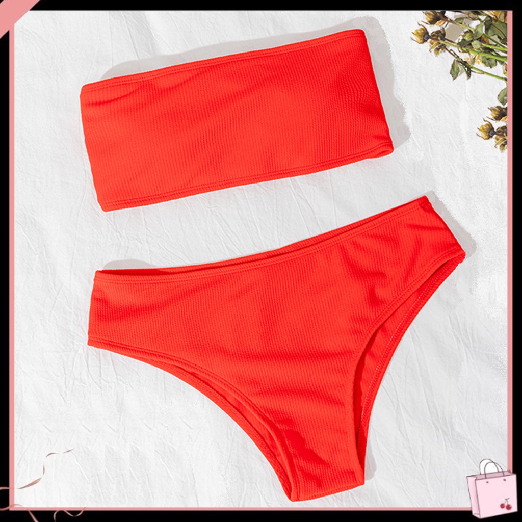 Bộ Bikini 2 Mảnh Buộc Dây Sau Lưng Màu Trơn Gợi Cảm Cho Nữ