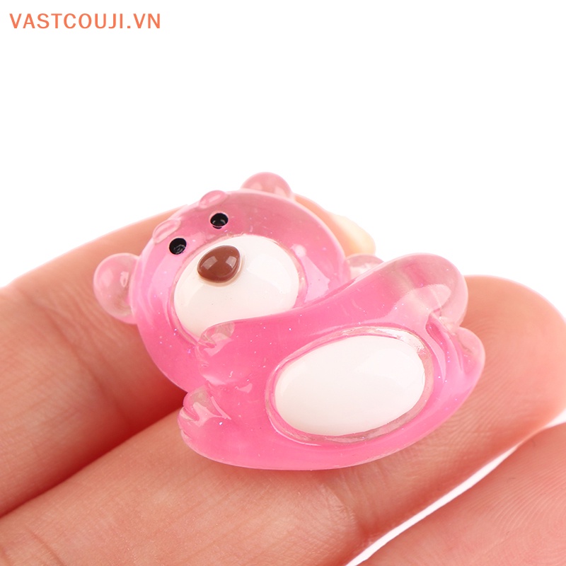 Set 5 Gấu Dâu Tây Mini Bằng Nhựa Phát Quang Trang Trí Sân Vườn