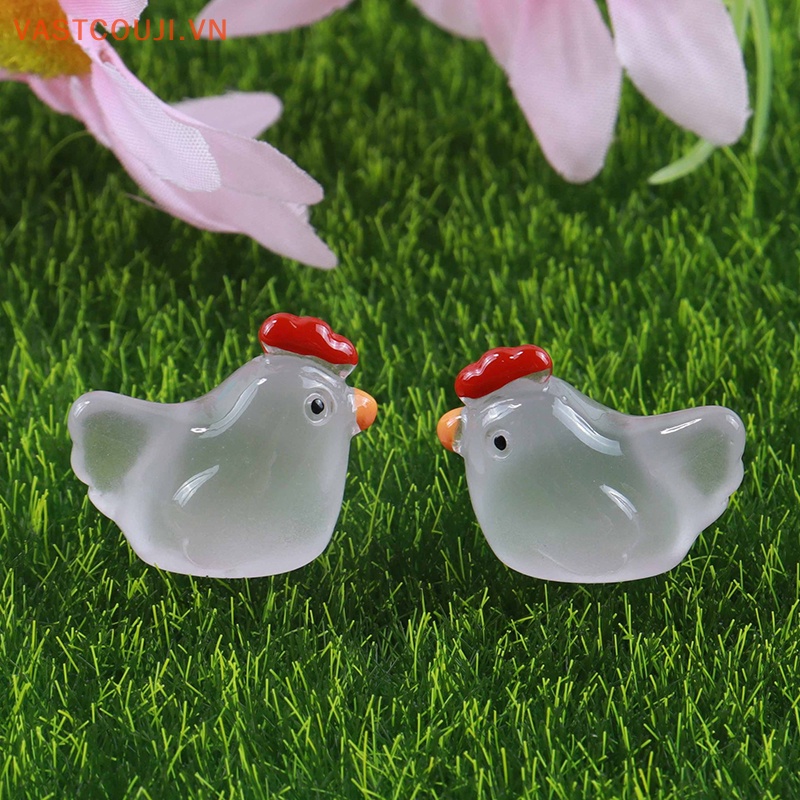 Bộ 5 Phụ Kiện Trang Trí Điện Thoại Hình Gà Bằng Nhựa Resin Màu Dạ Quang DIY
