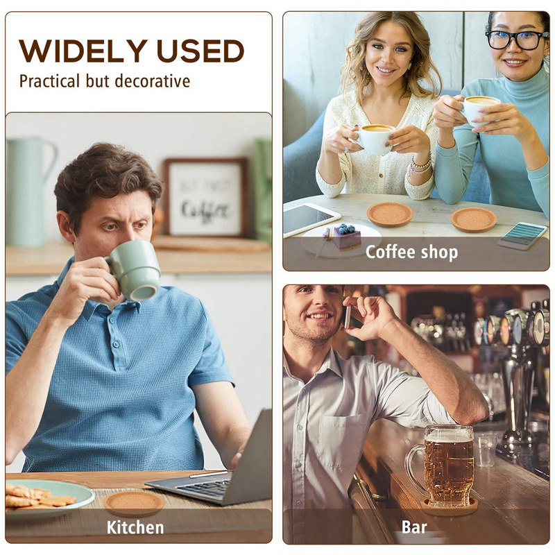 Đế Lót Ly Hình Tròn Bằng Nút Bần Hút Nước 4 Inch