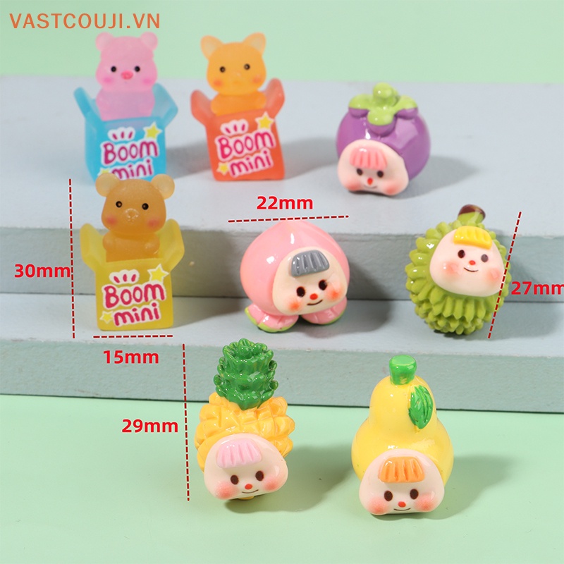 Bộ 2 Móc Khóa Nhựa Resin Họa Tiết Hoạt Hình 3D Phát Sáng DIY Để Bàn Trang Trí Xe Hơi