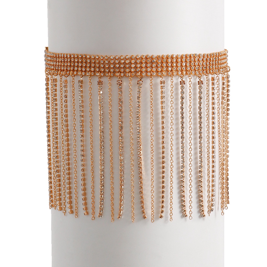 1 Chuỗi Dây Đeo Đùi Tua Rua Đính Đá Zircon Cao Cấp Dễ Phối Đồ