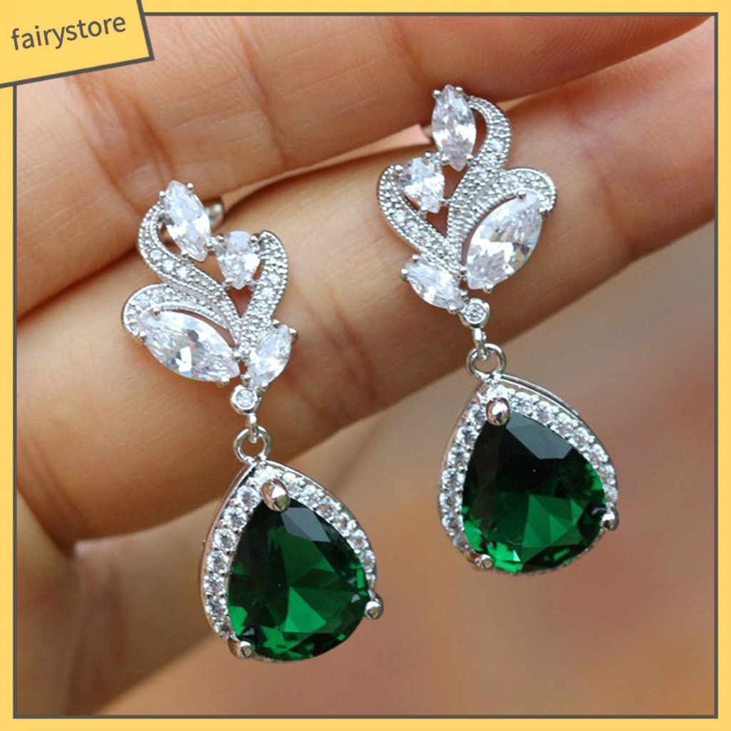 1 Đôi Bông Tai Hình Giọt Nước Đính Đá Lấp Lánh Dành Cho Nữ