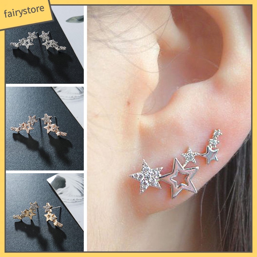 1 Đôi Bông Tai Hình Ngôi Sao Đính Đá Thời Trang Dành Cho Nữ