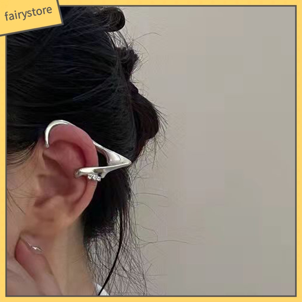 1 Đôi Khuyên Kẹp Vành Tai Đính Đá Phong Cách Hip hop Thời Trang Cho Nữ