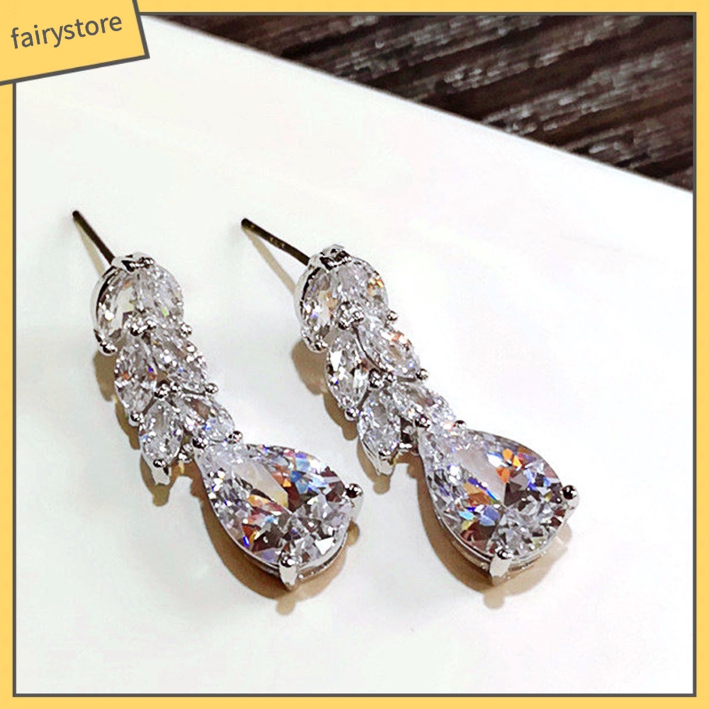 1 Đôi Bông Tai Hình Giọt Nước Đính Đá Lấp Lánh Dành Cho Nữ