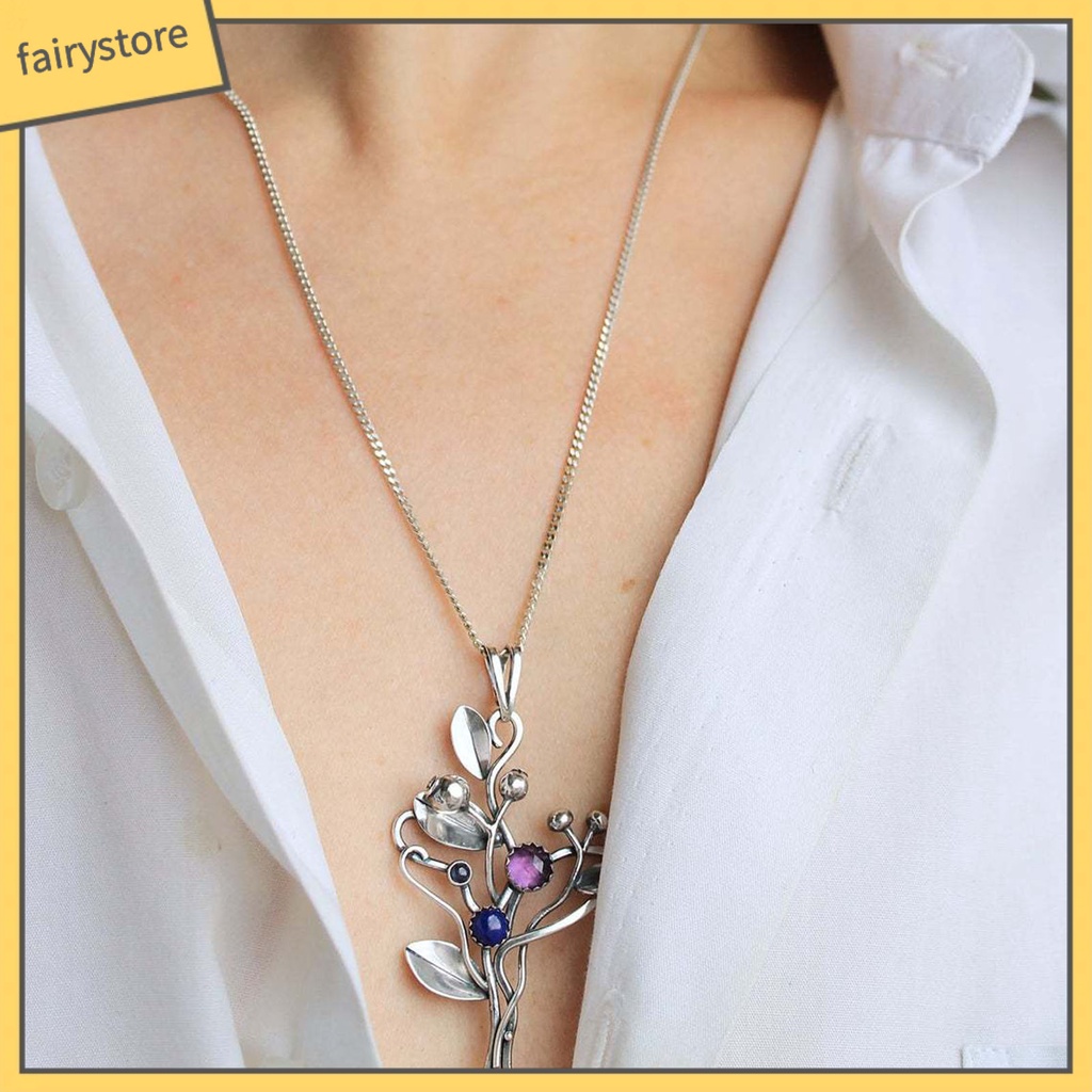 [FRO] Set Vòng cổ + Bông Tai + Nhẫn Hình Nhánh Cây Đính Đá Nhiều Màu Phong