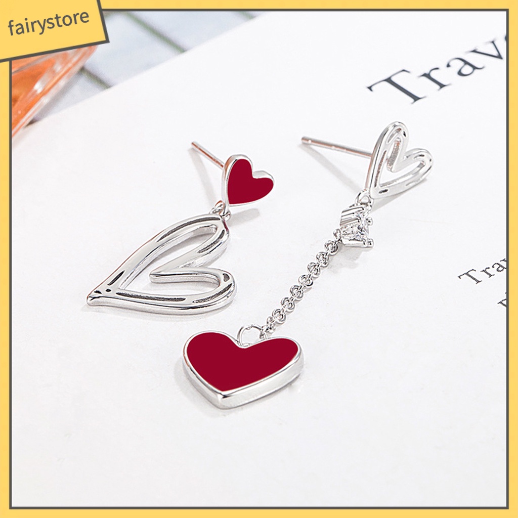 1 Đôi Bông Tai Hình Trái Tim Rỗng Không Đối Xứng Dành Cho Nữ