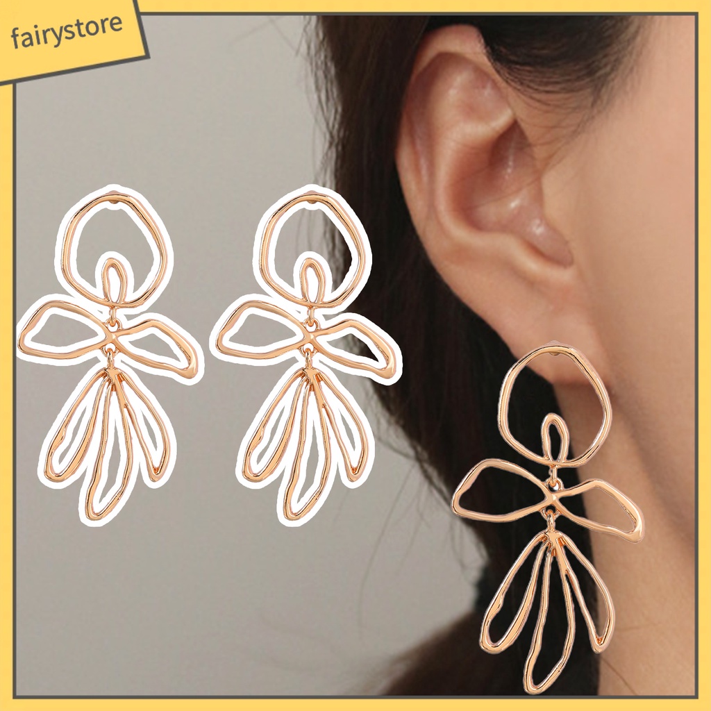 1 Đôi Bông Tai Hình Học Lớn Không Đối Xứng Bằng Hợp Kim Thời Trang Dành Cho Nữ