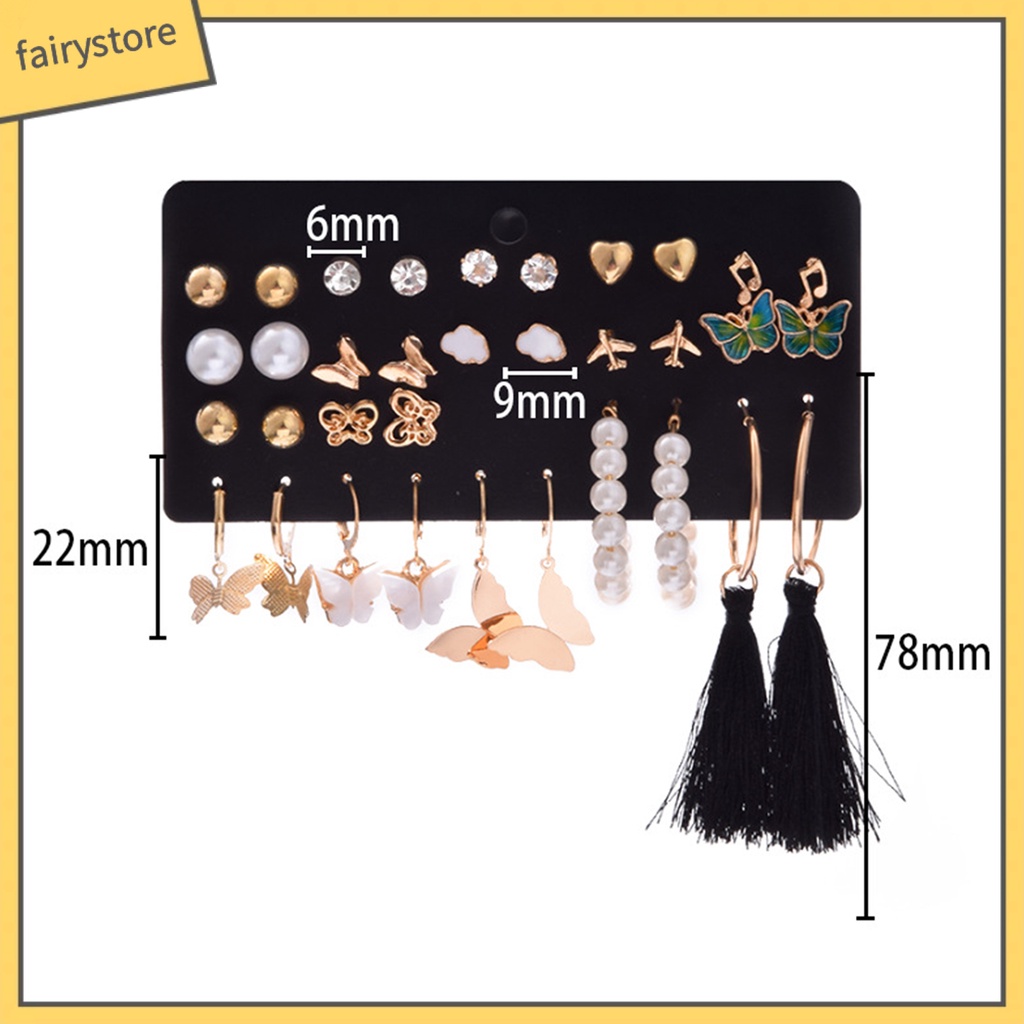 1 Bộ Bông Tai Dạng Treo Tua Rua Dài Đính Ngọc Trai Giả Nhiều Hình Dạng Phong Cách Bohemian