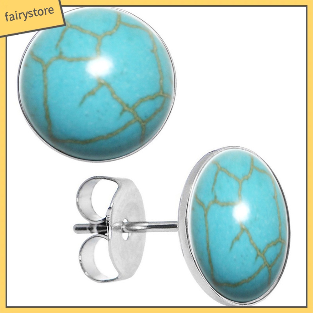 Khuyên Tai Đính Đá Ngọc Lam Nhân Tạo Hình Tròn Lớn Đơn Giản Thời Trang Dành Cho Nữ