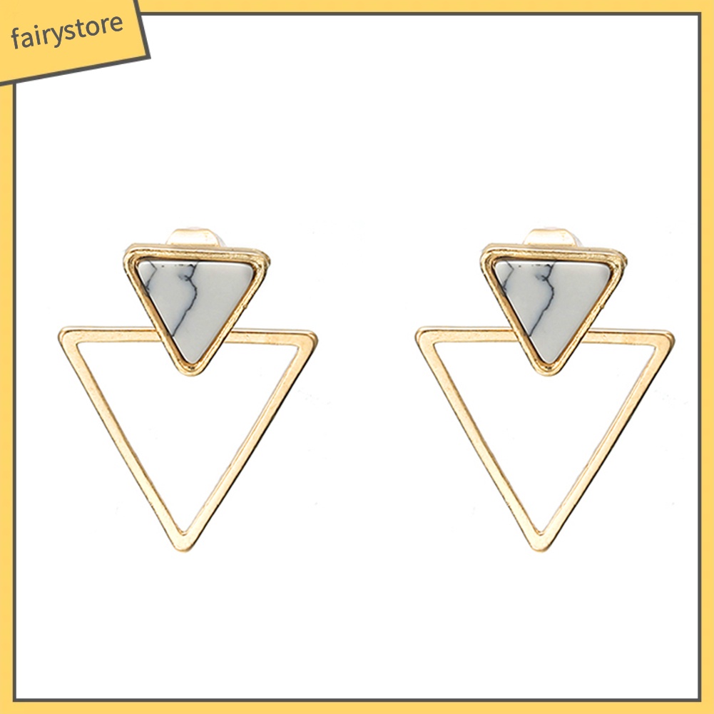 Đôi Bông Tai Hình Tam Giác Đính Đá Thời Trang Cho Nữ