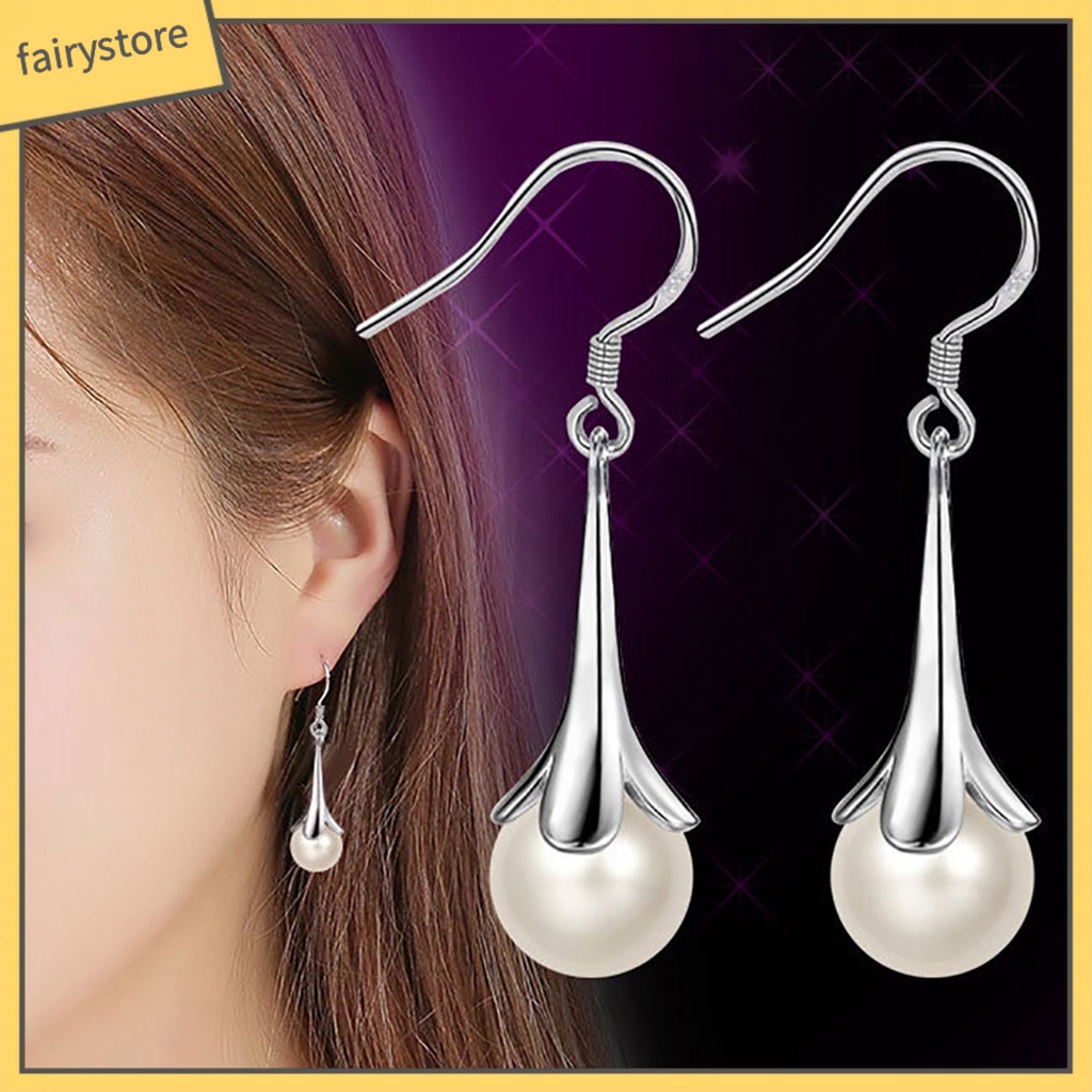 [FRO] Bông Tai Dạng Móc Hình Hoa Kèn Trumpet Dài Quyến Rũ Chống Rỉ Sét Cho Nữ Dự Tiệc