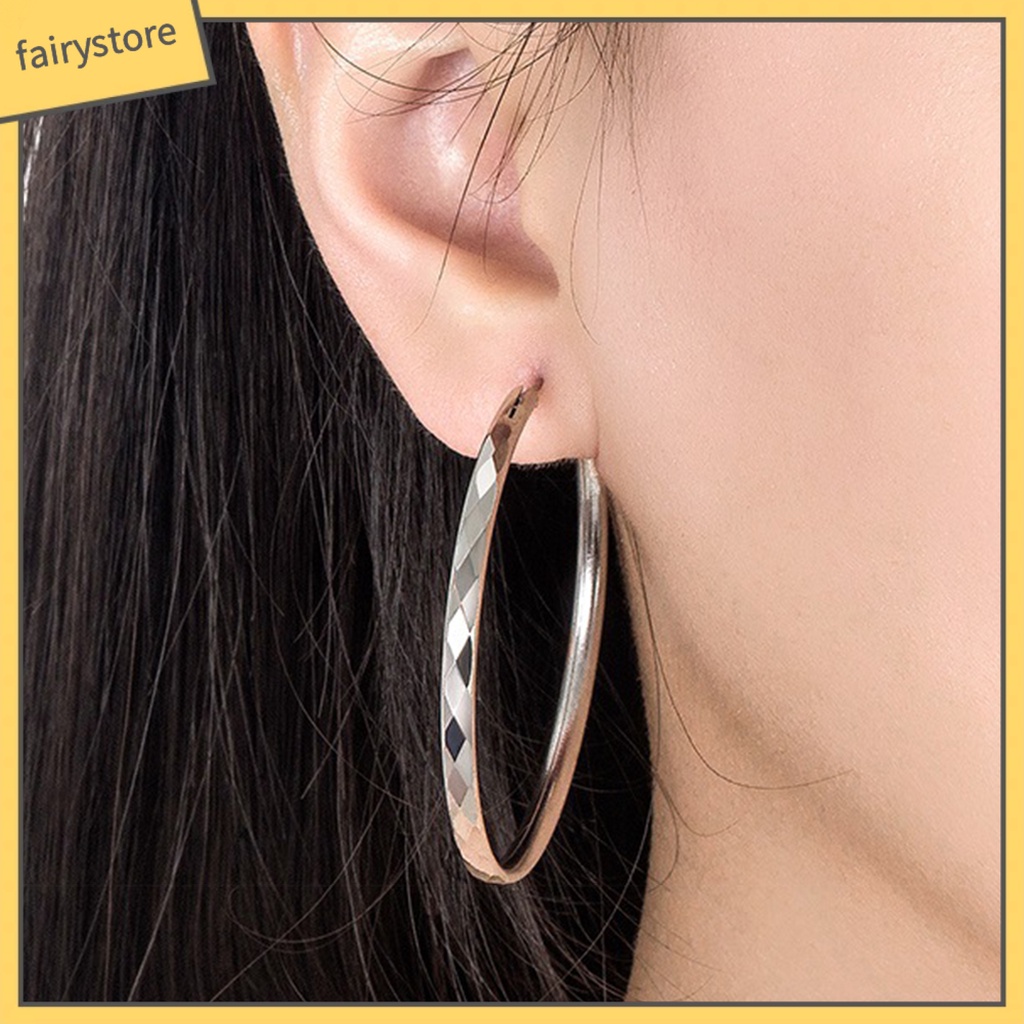 1 Đôi Bông Tai Hình Tròn Cỡ Lớn Phong Cách Hip Hop Thời Trang Cho Nữ