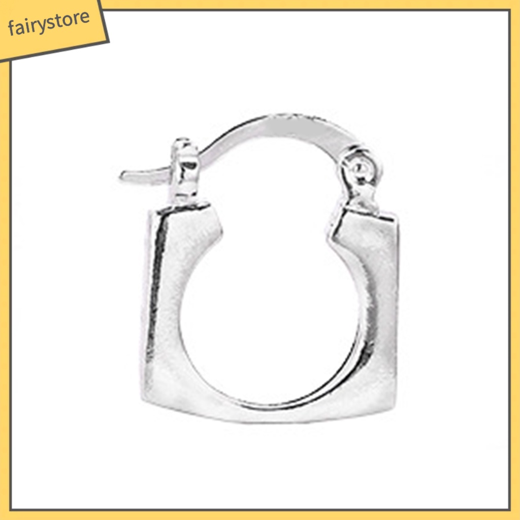 1 Khuyên Tai Lủng Lẳng Mặt Vuông Dày Mịn Phong Cách Hip Hop Unisex