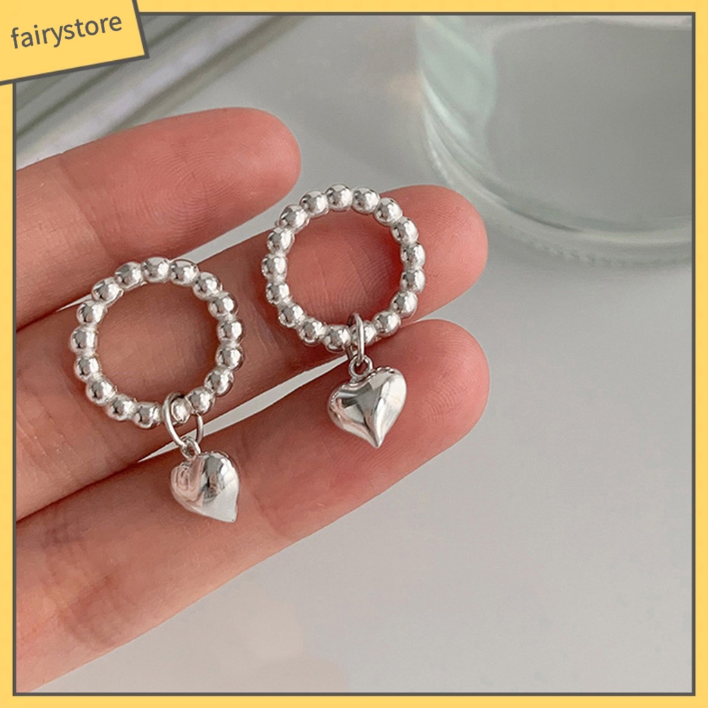 1 Đôi Bông Tai Hình Trái Tim Bề Mặt Mịn Phong Cách Hàn Quốc Dành Cho Nữ