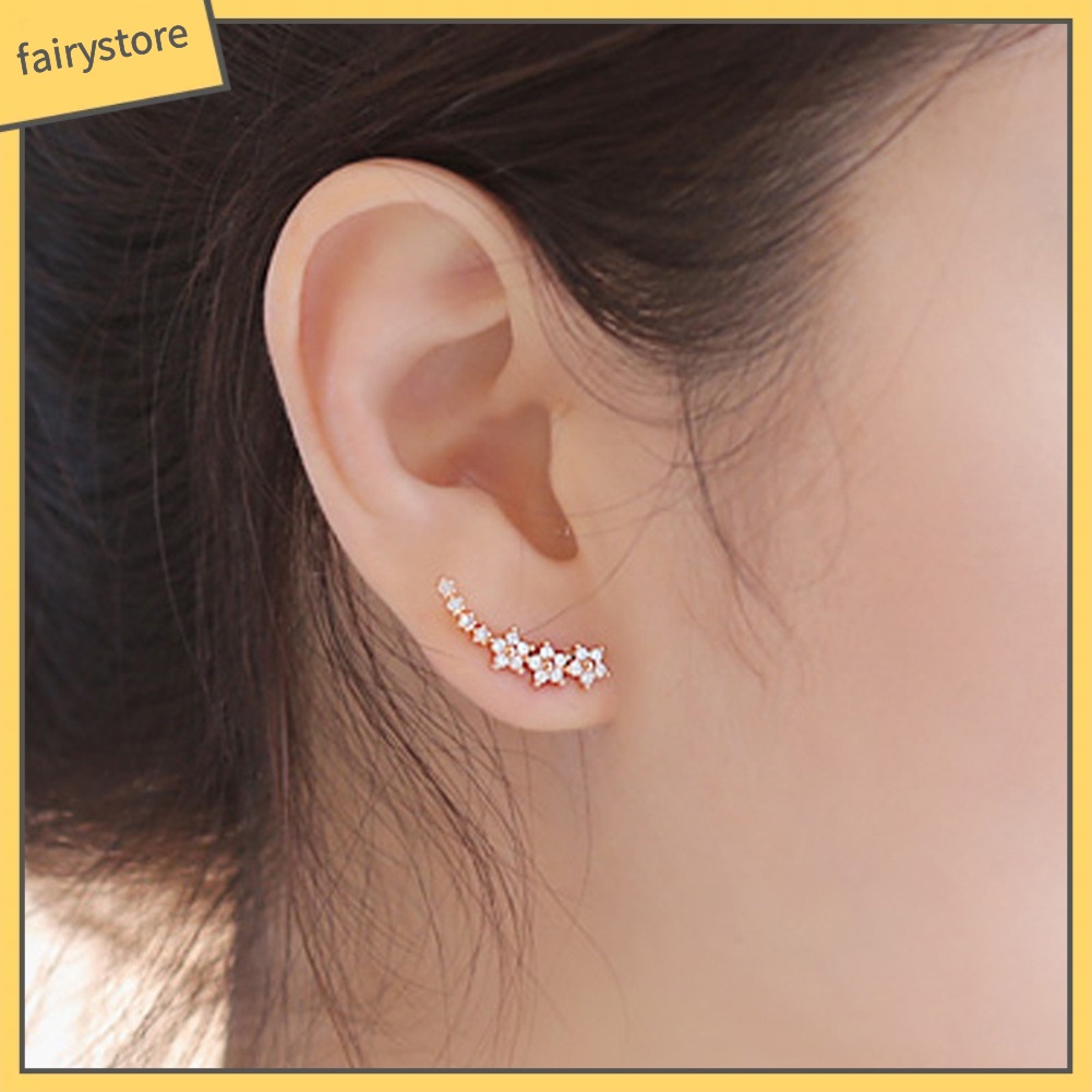 Khuyên Tai Đính Đá Zircon Hình Ngôi Sao Ngọt Ngào Thời Trang Cho Nữ