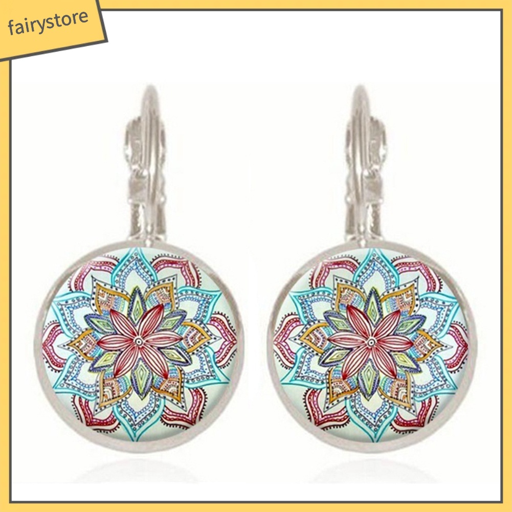 Bông Tai Hình Hoa Mandala Bằng Hợp Kim Phong Cách Vintage Độc Đáo Cho Nữ