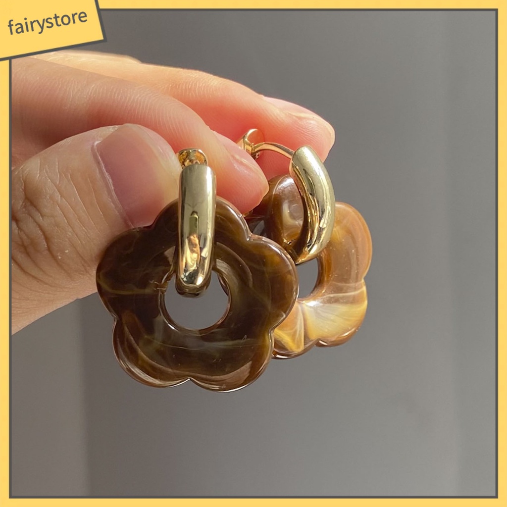 1 Đôi Bông Tai Hình Hoa Bằng Nhựa Resin Tinh Tế Dành Cho Nữ