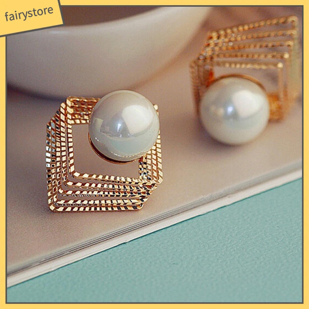 Bông Tai Nhiều Lớp Đính Ngọc Trai Giả Thời Trang Dành Cho Nữ