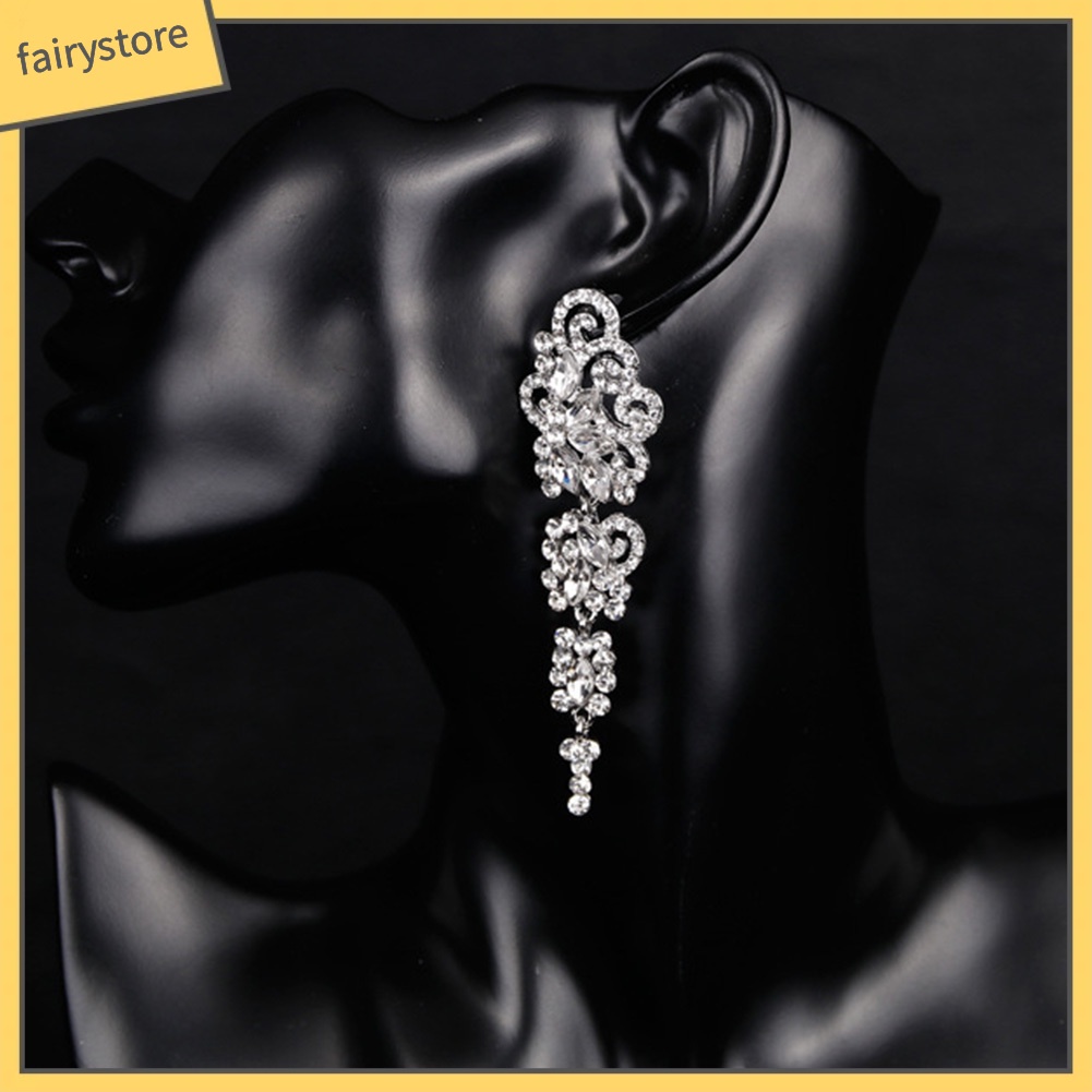 Bông Tai Dáng Dài Đính Đá Thời Trang Cho Nữ