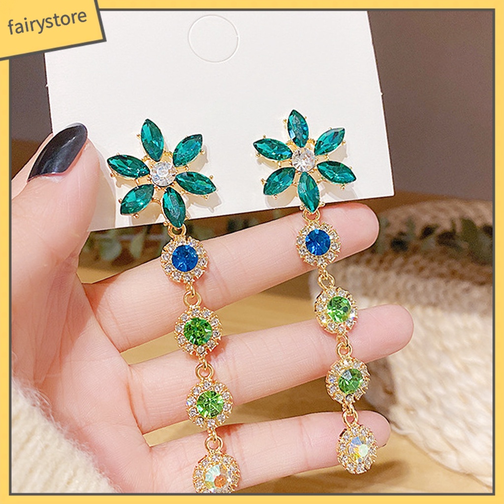 1 Đôi Bông Tai Hình Hoa Đính Đá Lấp Lánh Dành Cho Nữ