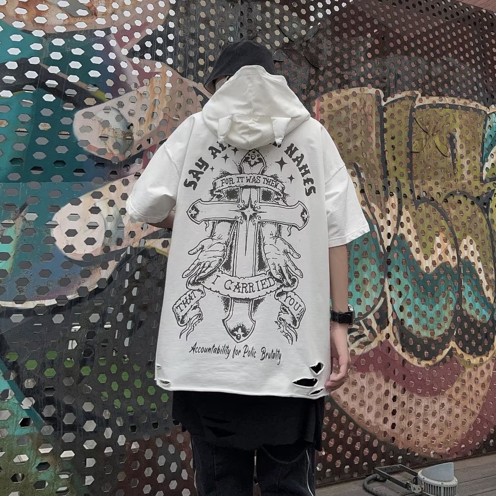 Áo Thun Tay Ngắn Phong Cách Đường Phố Âu Mỹ Thời Trang Mùa Hè Cá Tính Cho Nam