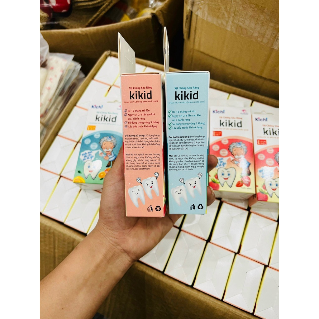 Xịt Chống Sâu Răng Kikid Kichi 2 Màu Xanh - Đỏ An Toàn Cho Bé embe.s