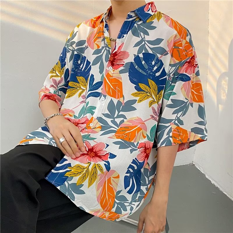 Áo Sơ Mi Tay Ngắn In Họa Tiết Phong Cách Hawaii Thời Trang Mùa Hè Cho Nam
