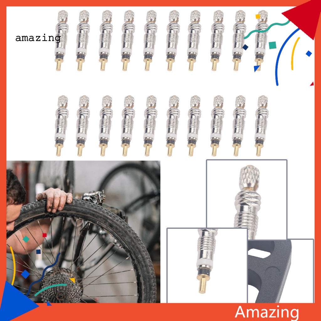Bộ 20 Lõi Van Kiểu Pháp Chống Rò Rỉ Dễ Lắp Đặt Bằng Đồng Thau Kèm Cờ Lê Tháo Rời Tiện Dụng Cho Xe Đạp Đường Dài