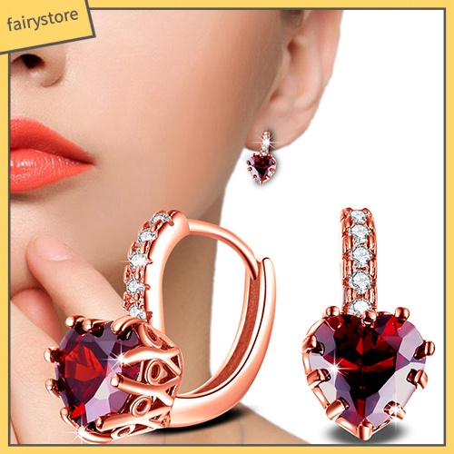 Bông Tai Đeo Vành Tai Hình Trái Tim Đính Đá Zircon Thời Trang Cho Nữ