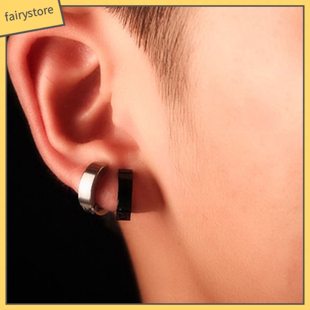 Khuyên Kẹp Vành Tai Tròn Bằng Thép Không Gỉ Phong Cách Punk Cá Tính Dành Cho Nam