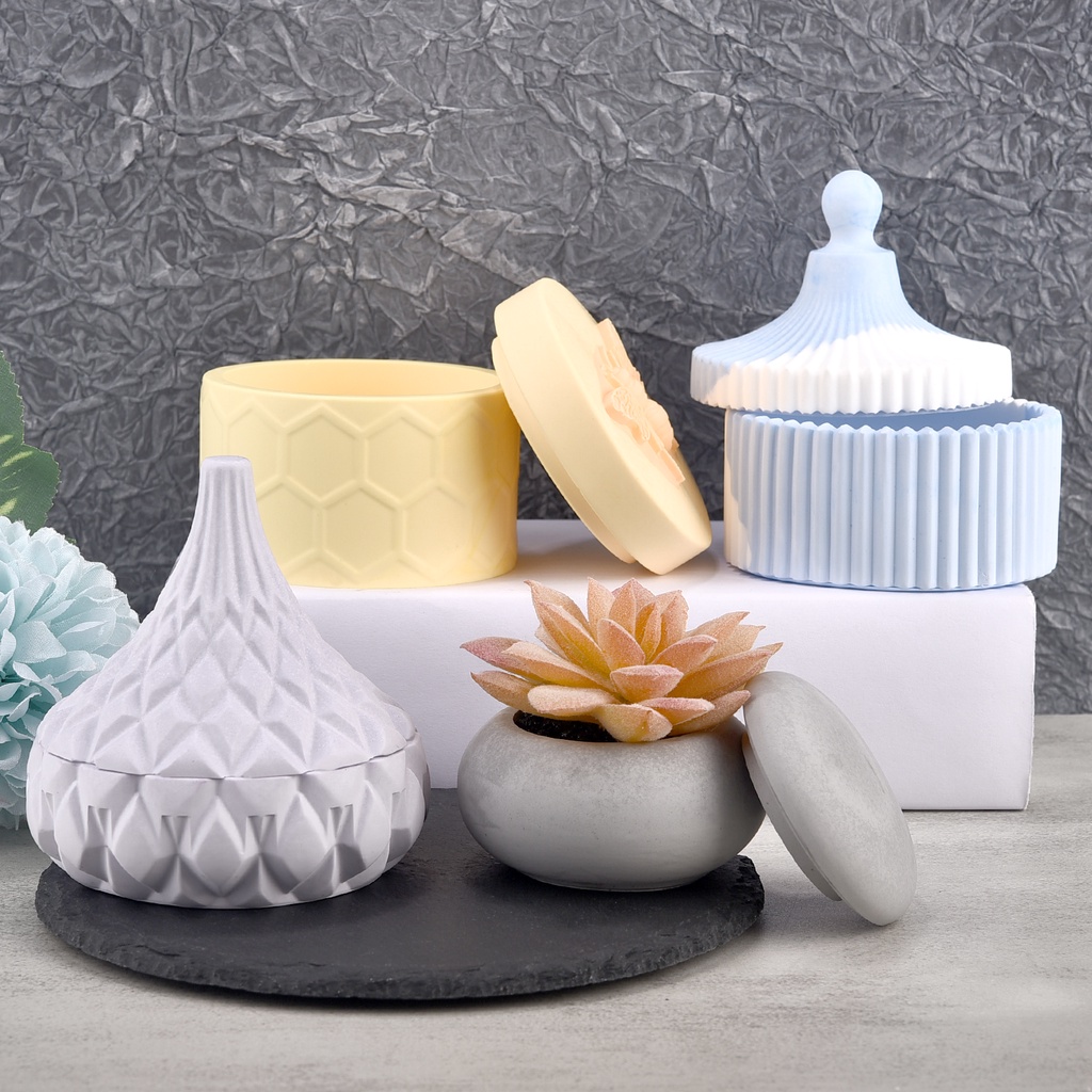 DIY Crystal Epoxy Khuôn tròn sọc Hộp thu Silicone Khuôn