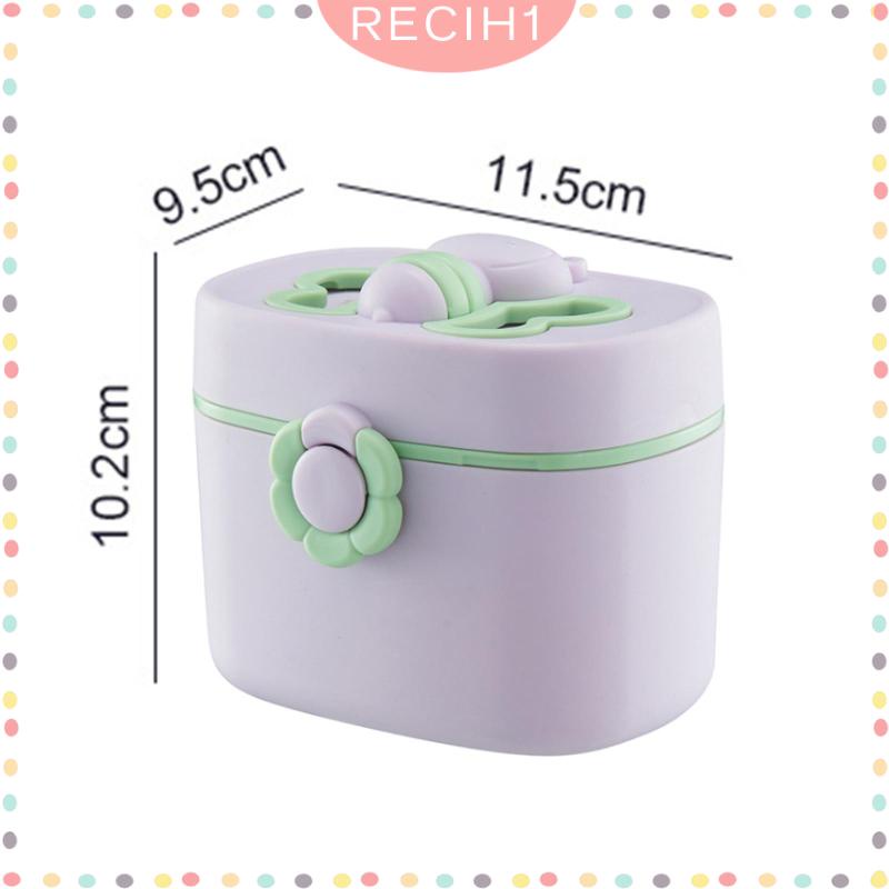 [Recih] Hộp Đựng Thức Ăn / Sữa Bột Em Bé Có Nắp Đậy Kín Và Tay Cầm Có Thể Gập Lại Chống Rò Rỉ Dùng Khi Đi Cắm Trại