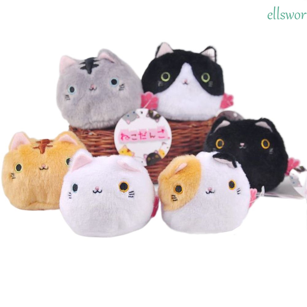 Móc Khóa Hình Mèo Nhồi Bông 6 Màu 8cm Dễ Thương