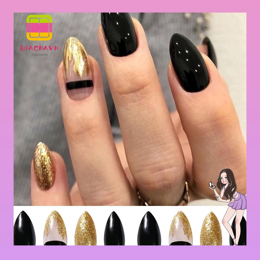 Hộp 24 Móng Tay Giả Đầu Oval Có Thể Tháo Rời Che Phủ Toàn Diện