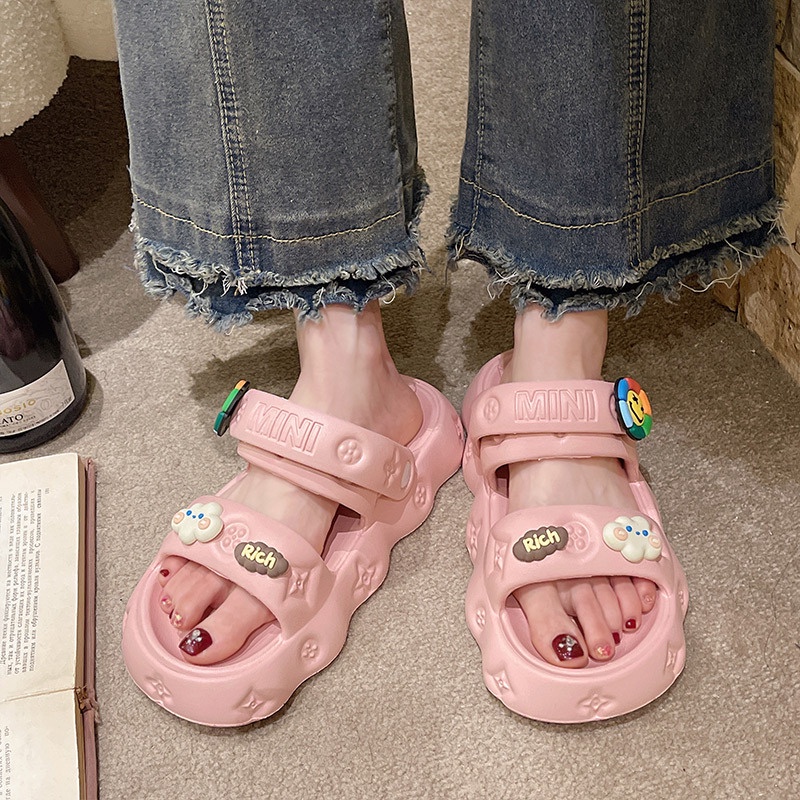 Xăng đan Đế Dày Bằng EVA Họa Tiết Hoa Hướng Dương Dễ Thương Thời Trang Đi Biển Mùa Hè Cho Nữ