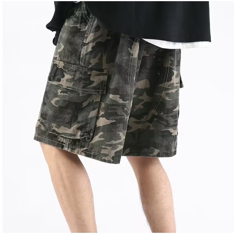 Quần Short Ống Rộng Phong Cách Retro Đường Phố Mỹ Thời Trang Mùa Hè Cho Nam