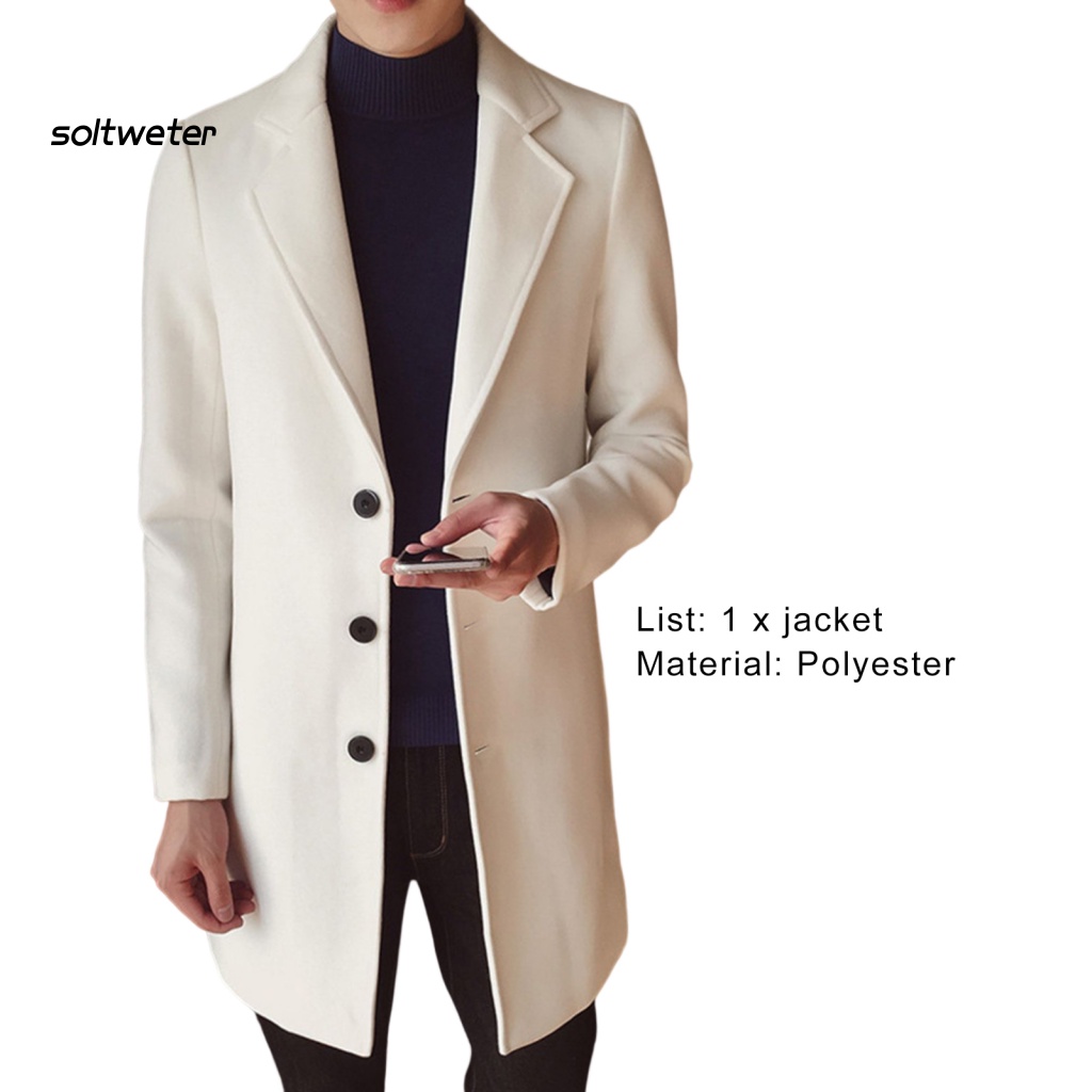 St Áo Khoác Nam Màu Trơn Dáng Ôm Cài Nút Cổ Bẻ Phong Cách Doanh Nhân Thời Trang Thu Đông