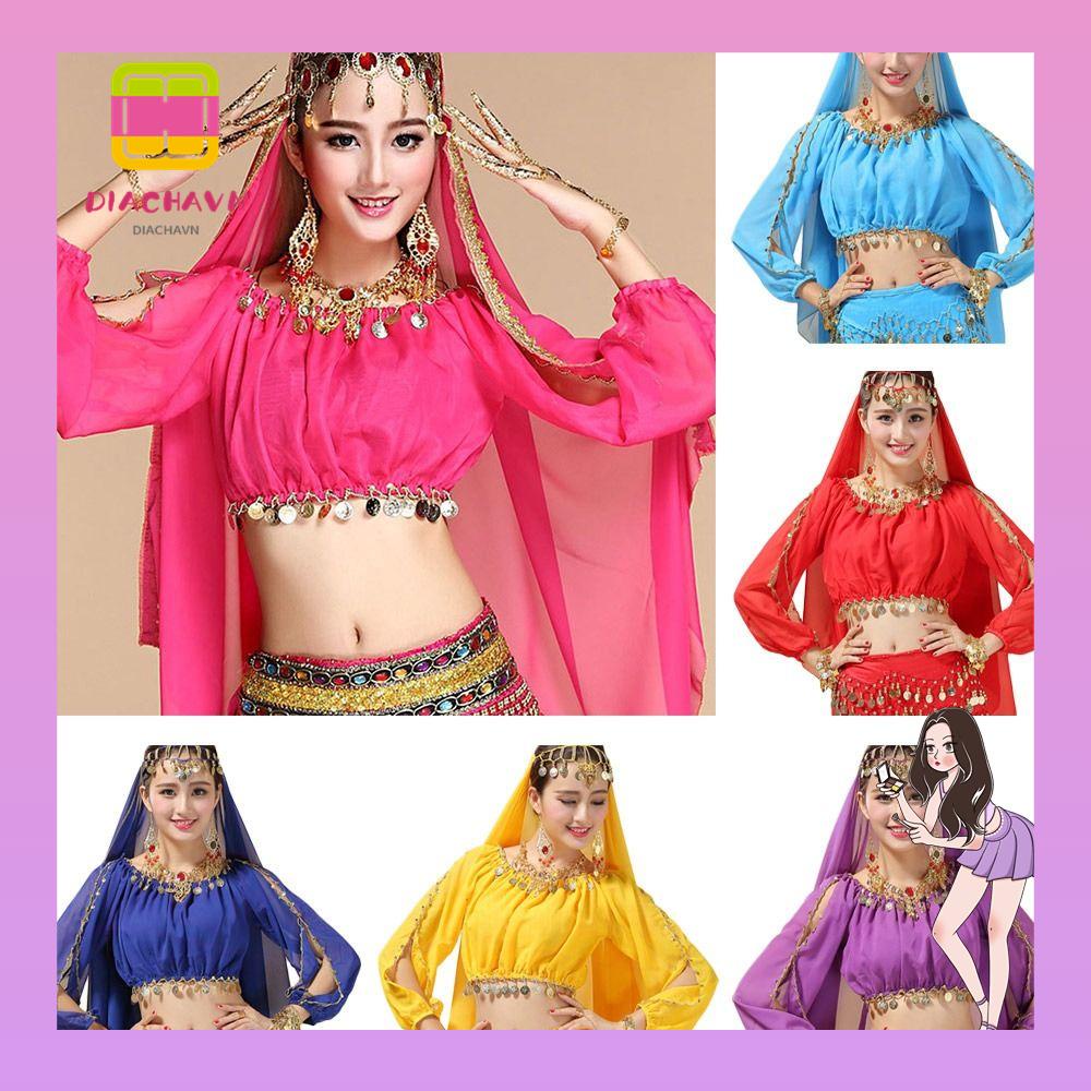 Áo Biểu Diễn Múa Bụng Đính Kim Sa Lấp Lánh Dễ Thương