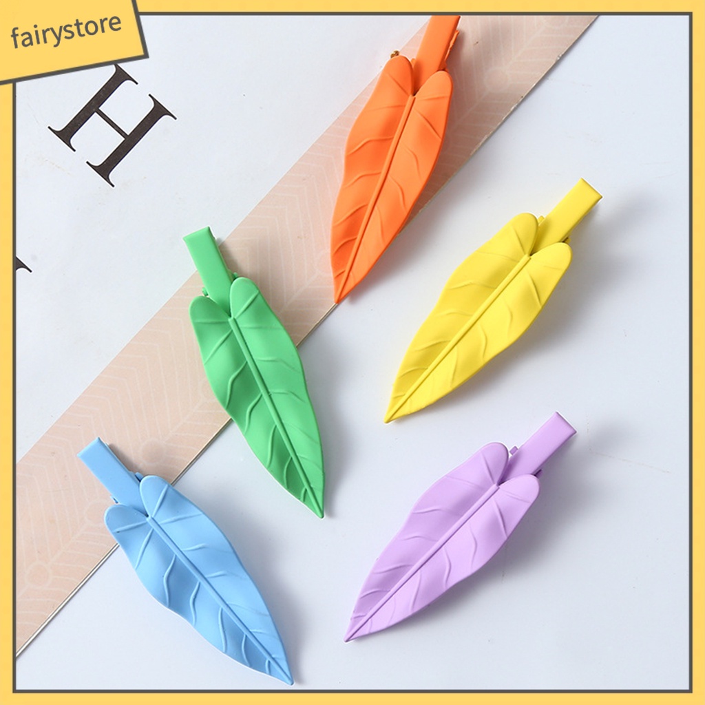 Kẹp Tóc Hình Chiếc Lá Bằng Thép Không Gỉ Chống Trầy Xước Dễ Thương Xinh Xắn