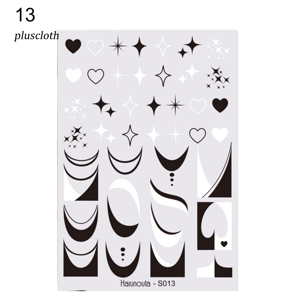 < Plusclothing > Hình Dán Móng Tay Siêu Mỏng Họa Tiết Lá Hoa Nhiệt Đới Màu Trắng Đen Sống Động Cho Nữ