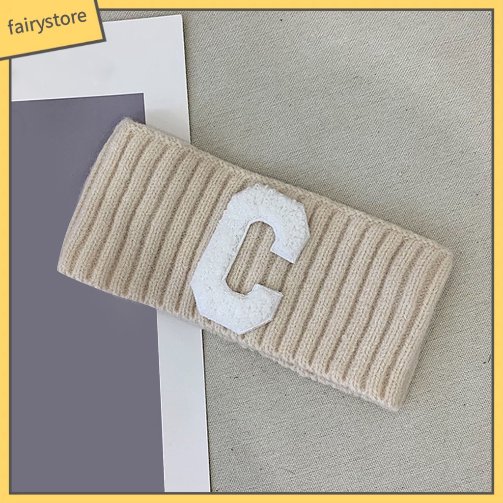 Băng Đô Thể Thao Bản Rộng Có Gân In Chữ C Mỏng Ấm Áp Cho Nữ