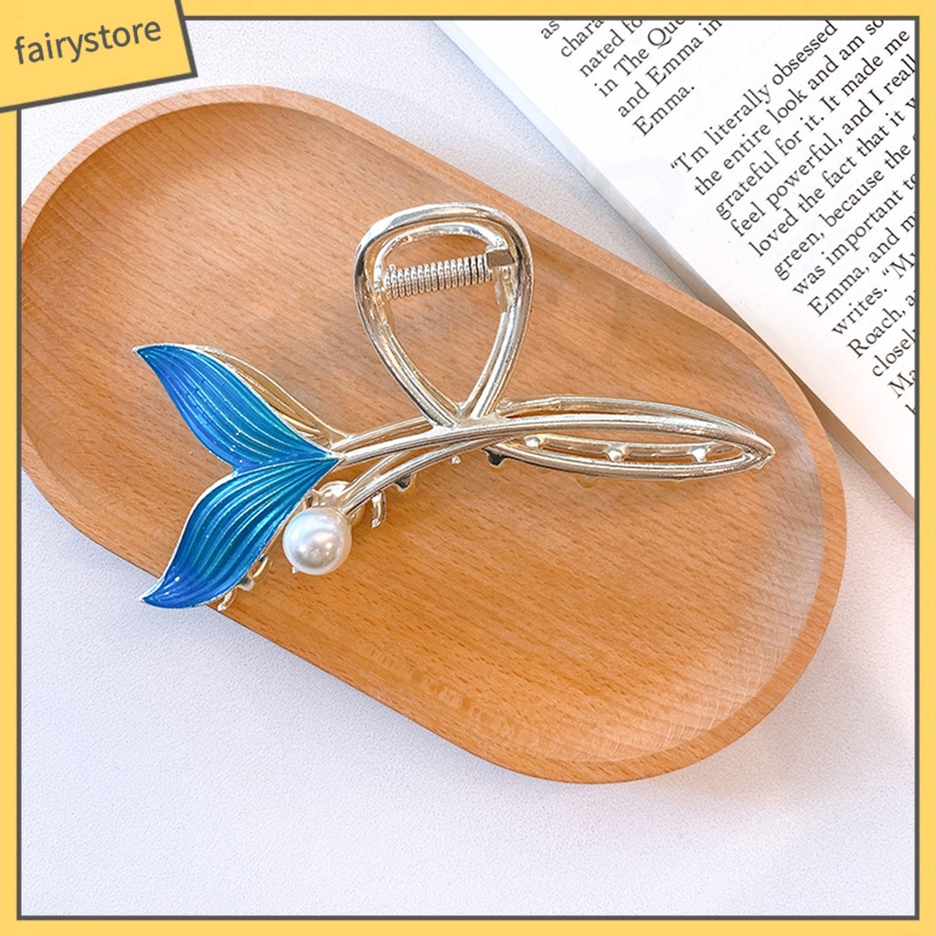 Kẹp Tóc Đính Ngọc Trai Giả Hình Đuôi Cá Mập Độc Đáo