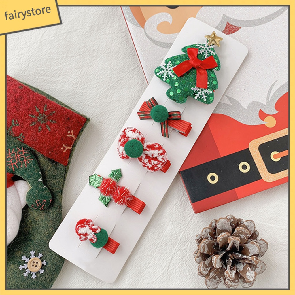 Set 5 Kẹp Tóc Hình Người Tuyết Nhiều Kiểu Dáng Chống Trượt Chống Rơi Trang Trí Tóc Cho Nữ