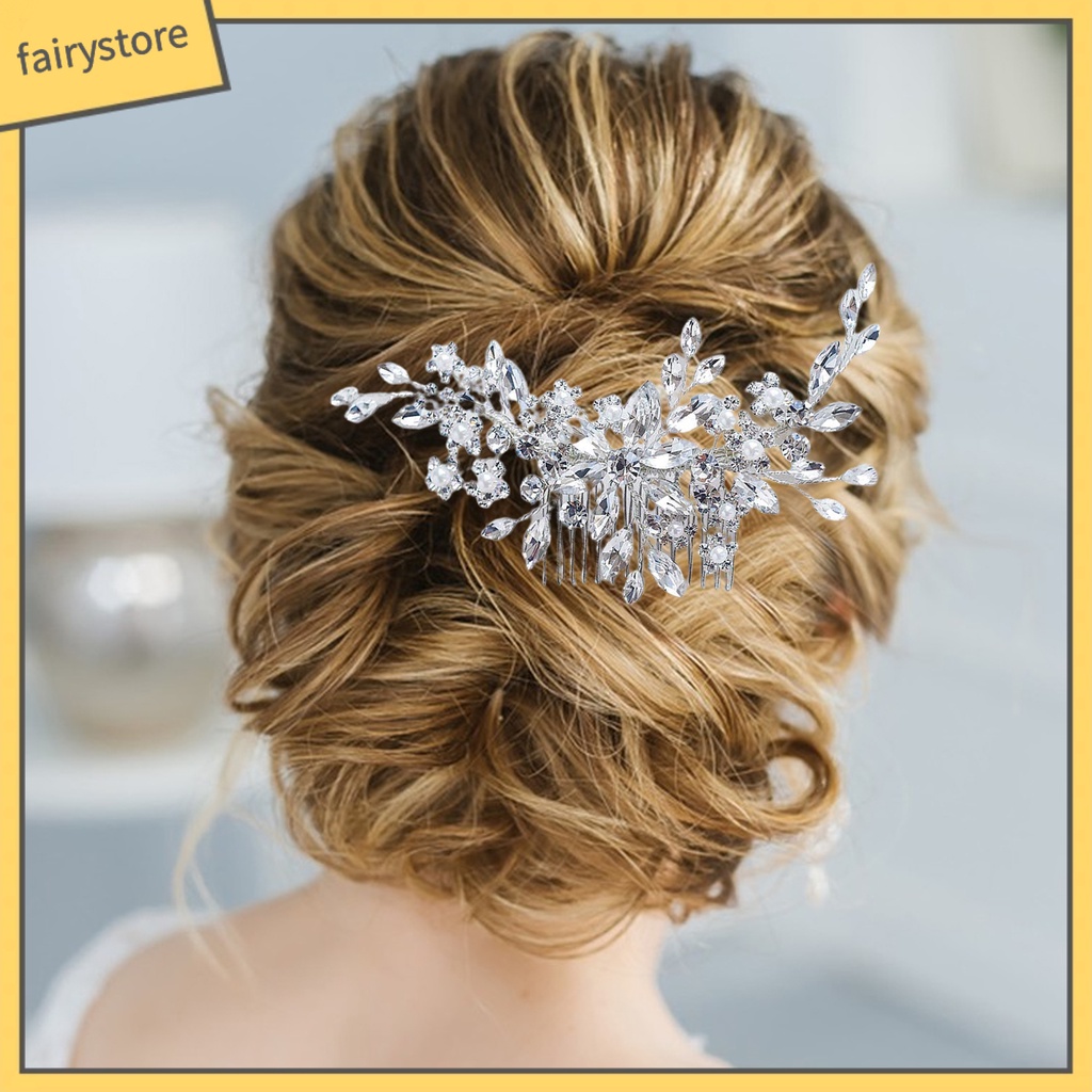 [FRO] Lược Cài Tóc Cô Dâu Hình Hoa Đính Đá Trang Trí Kiểu Công Sở Lãng Mạn